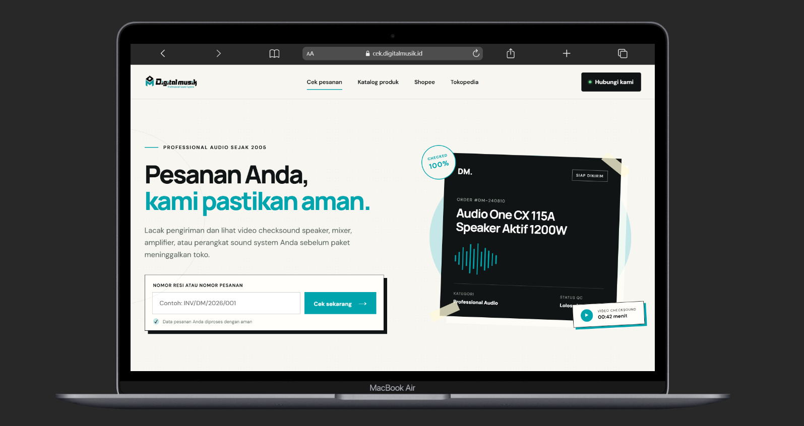 CekOrder - Aplikasi Tracking Pesanan & Video Checksound
